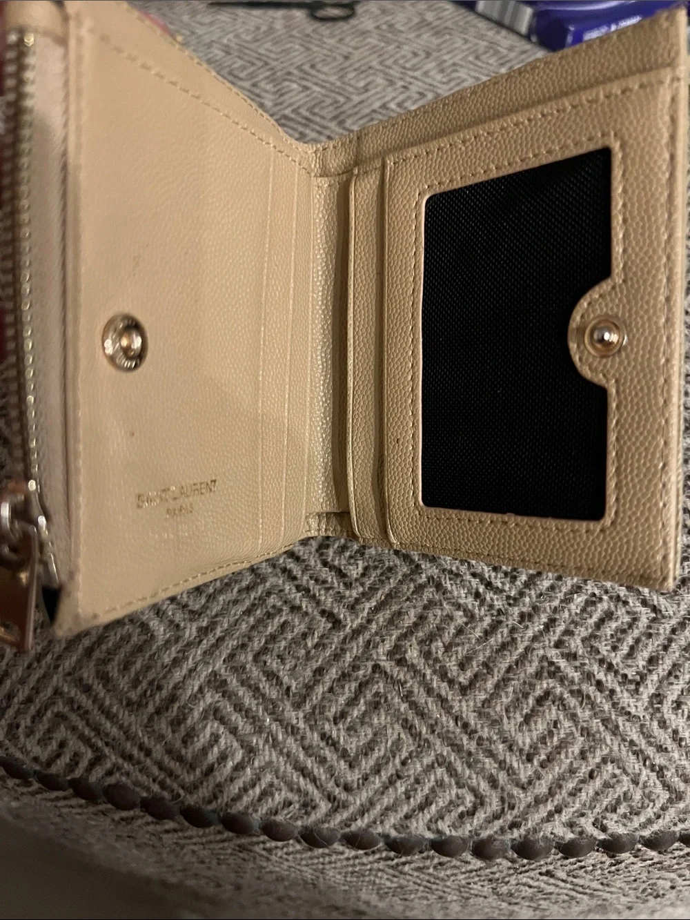 Saint Laurent Small Chevron Wallet in Metallic Gold Tone - Picture 3 of 11
